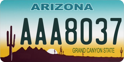 AZ license plate AAA8037