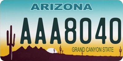 AZ license plate AAA8040