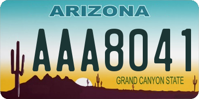 AZ license plate AAA8041