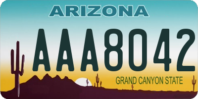 AZ license plate AAA8042