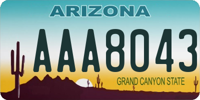 AZ license plate AAA8043