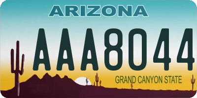 AZ license plate AAA8044