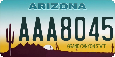 AZ license plate AAA8045