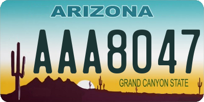 AZ license plate AAA8047