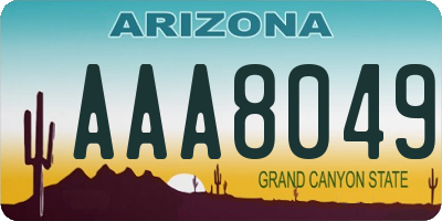 AZ license plate AAA8049