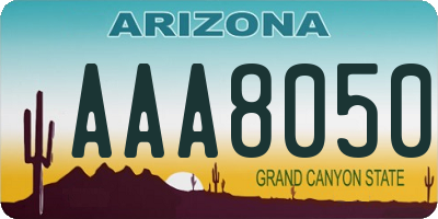 AZ license plate AAA8050