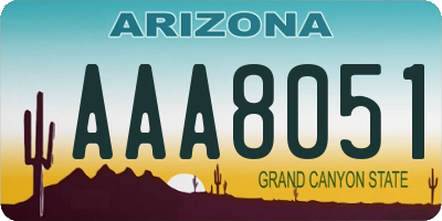 AZ license plate AAA8051