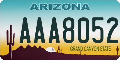 AZ license plate AAA8052