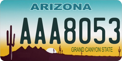 AZ license plate AAA8053