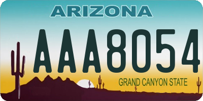 AZ license plate AAA8054