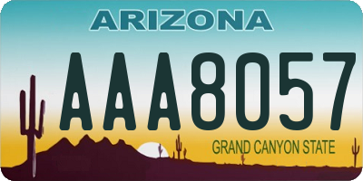 AZ license plate AAA8057