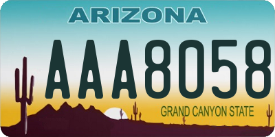 AZ license plate AAA8058