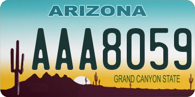 AZ license plate AAA8059