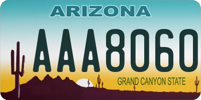 AZ license plate AAA8060