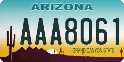 AZ license plate AAA8061