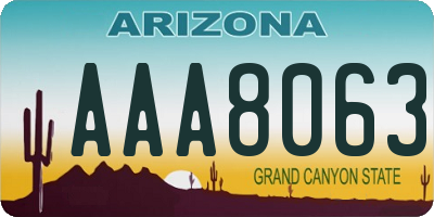 AZ license plate AAA8063