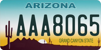 AZ license plate AAA8065