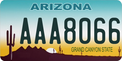 AZ license plate AAA8066