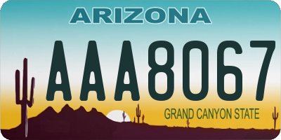 AZ license plate AAA8067