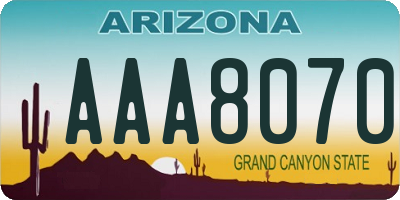 AZ license plate AAA8070