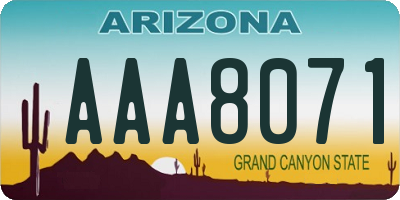 AZ license plate AAA8071