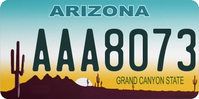 AZ license plate AAA8073