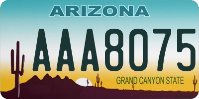 AZ license plate AAA8075