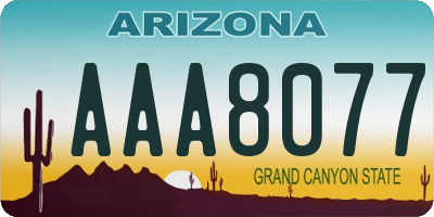 AZ license plate AAA8077