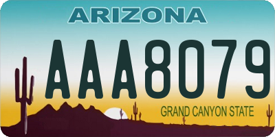 AZ license plate AAA8079