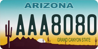 AZ license plate AAA8080