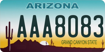 AZ license plate AAA8083