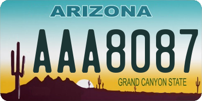 AZ license plate AAA8087