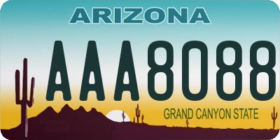 AZ license plate AAA8088