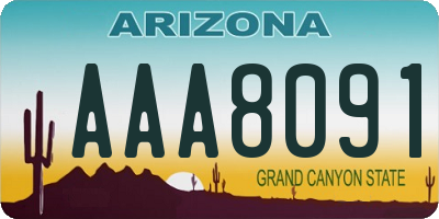 AZ license plate AAA8091