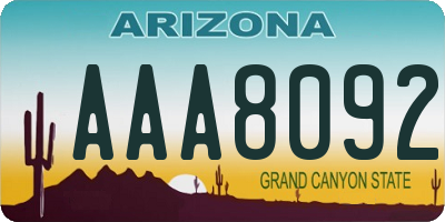 AZ license plate AAA8092