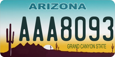 AZ license plate AAA8093