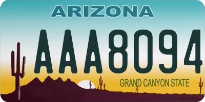 AZ license plate AAA8094