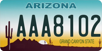 AZ license plate AAA8102