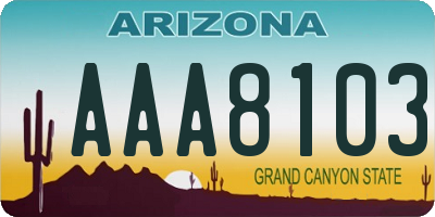 AZ license plate AAA8103