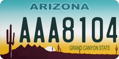 AZ license plate AAA8104