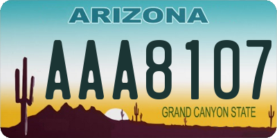 AZ license plate AAA8107