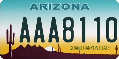 AZ license plate AAA8110