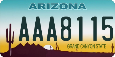 AZ license plate AAA8115