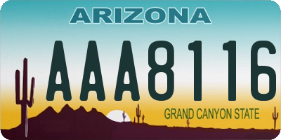 AZ license plate AAA8116