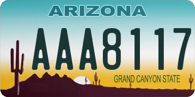 AZ license plate AAA8117