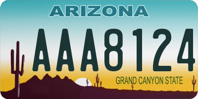 AZ license plate AAA8124