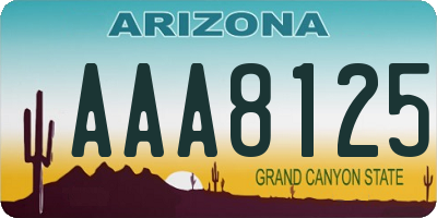 AZ license plate AAA8125