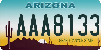 AZ license plate AAA8133