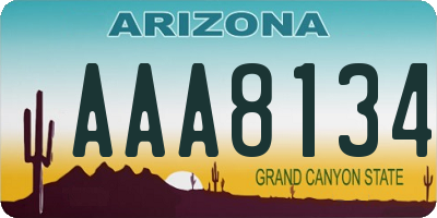 AZ license plate AAA8134