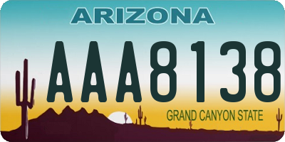 AZ license plate AAA8138